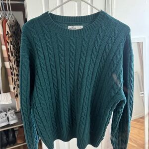 Hollister Green Cable Knit Sweater